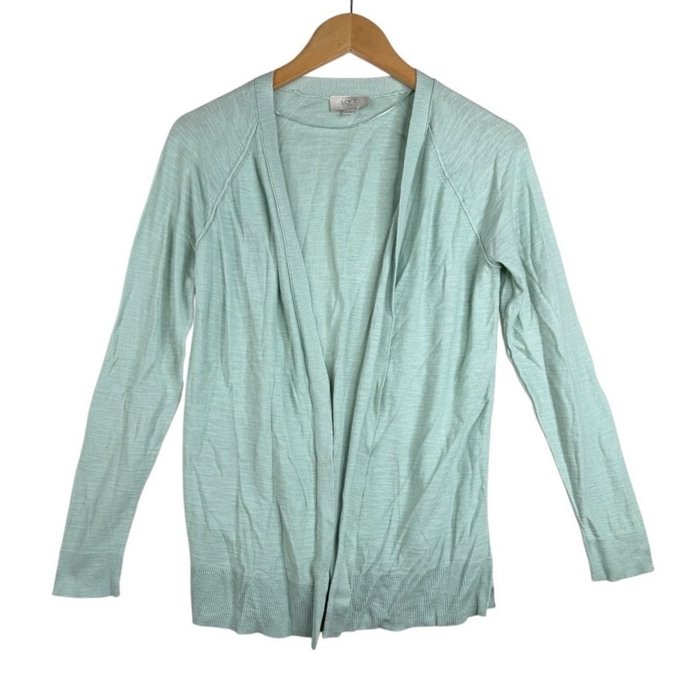 LOFT Outlet Womens Light Aqua Blue Open Cardigan Size Medium